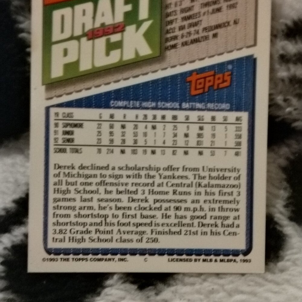 1993 Topps Derek Jeter rookie card